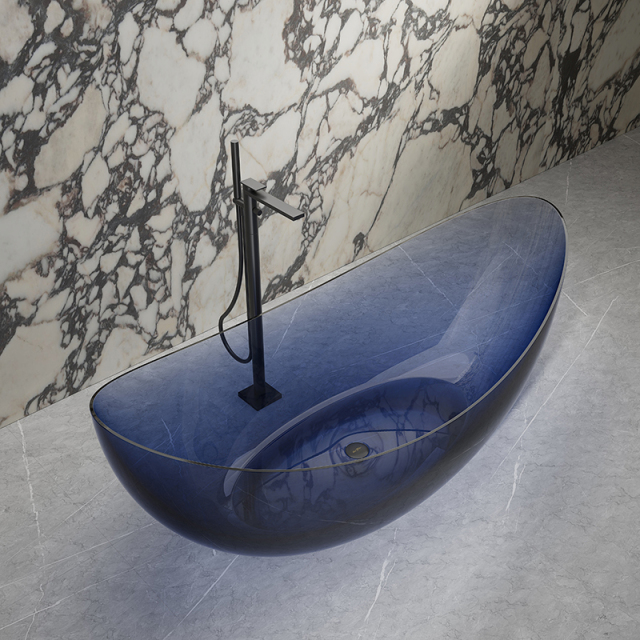 Supplier Moon Shape Freestanding Transparent Artificial Stone Bathtub TW-8618T