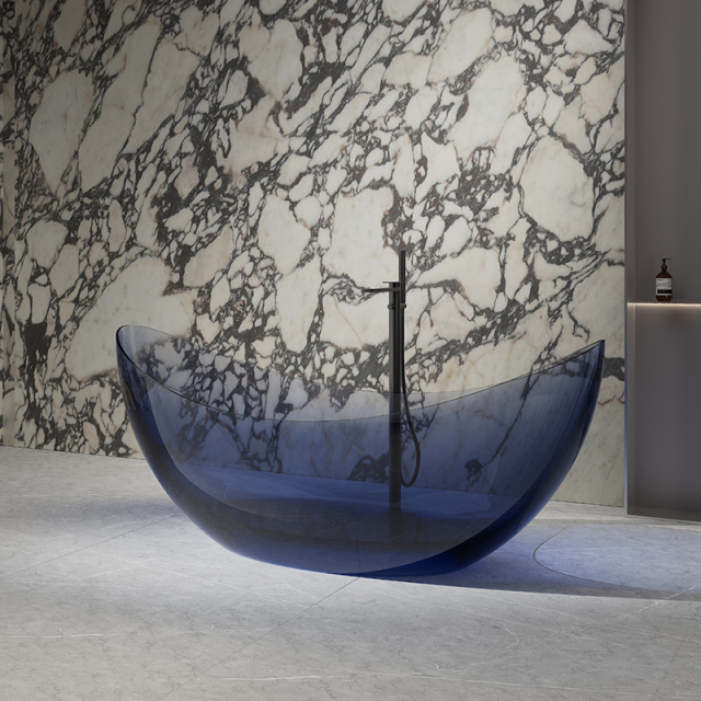 Supplier Moon Shape Freestanding Transparent Artificial Stone Bathtub TW-8618T