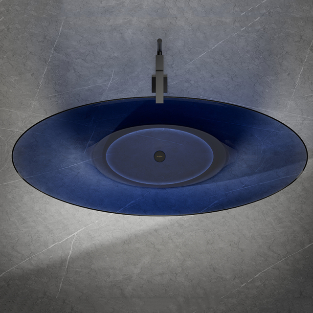 Supplier Moon Shape Freestanding Transparent Artificial Stone Bathtub TW-8618T
