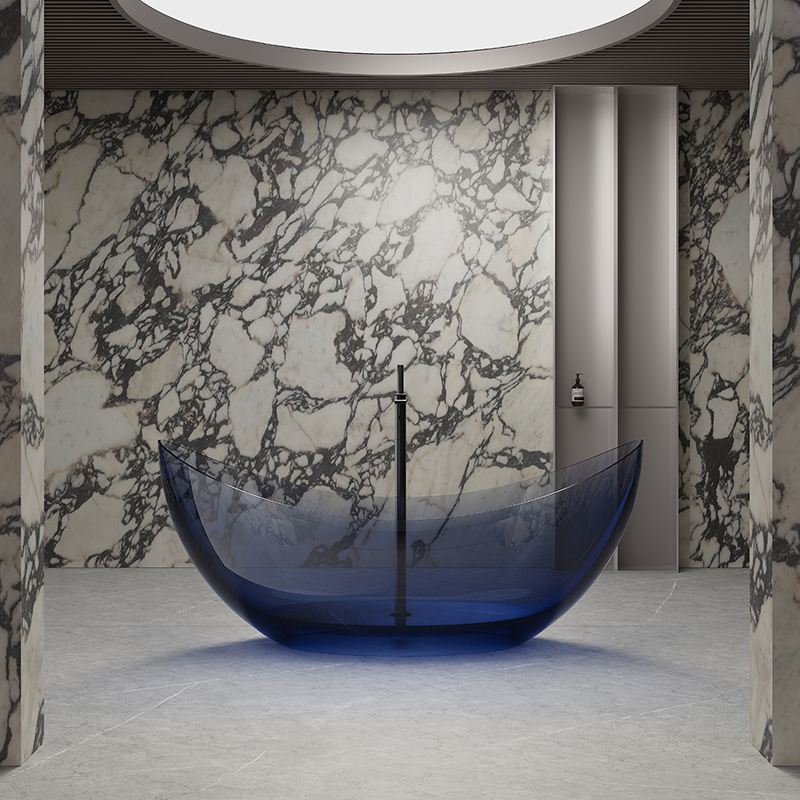 Supplier Moon Shape Freestanding Transparent Artificial Stone Bathtub TW-8618T