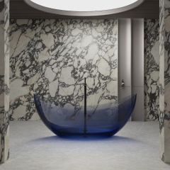 Supplier Moon Shape Freestanding Transparent Artificial Stone Bathtub TW-8618T