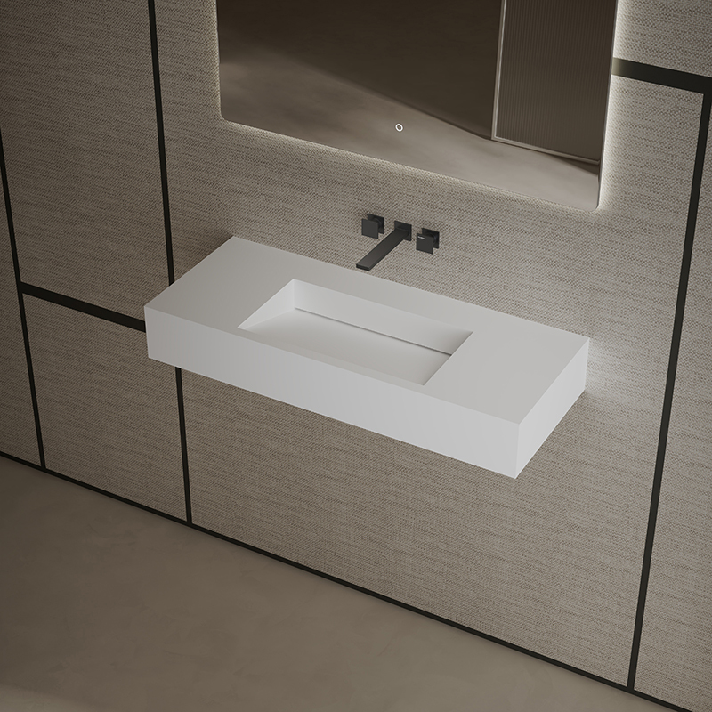 T&W 39.5-Inch Wall-Mount Artificial Stone Wash Basin TW-G275