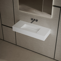 T&W 39.5-Inch Wall-Mount Artificial Stone Wash Basin TW-G275