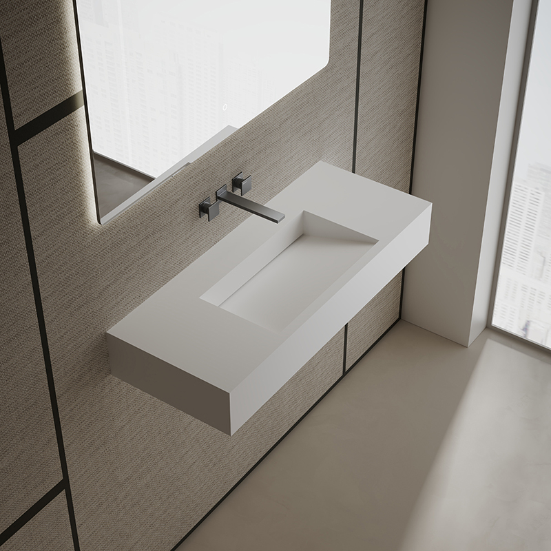 T&W 39.5-Inch Wall-Mount Artificial Stone Wash Basin TW-G275