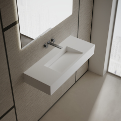 T&W 39.5-Inch Wall-Mount Artificial Stone Wash Basin TW-G275