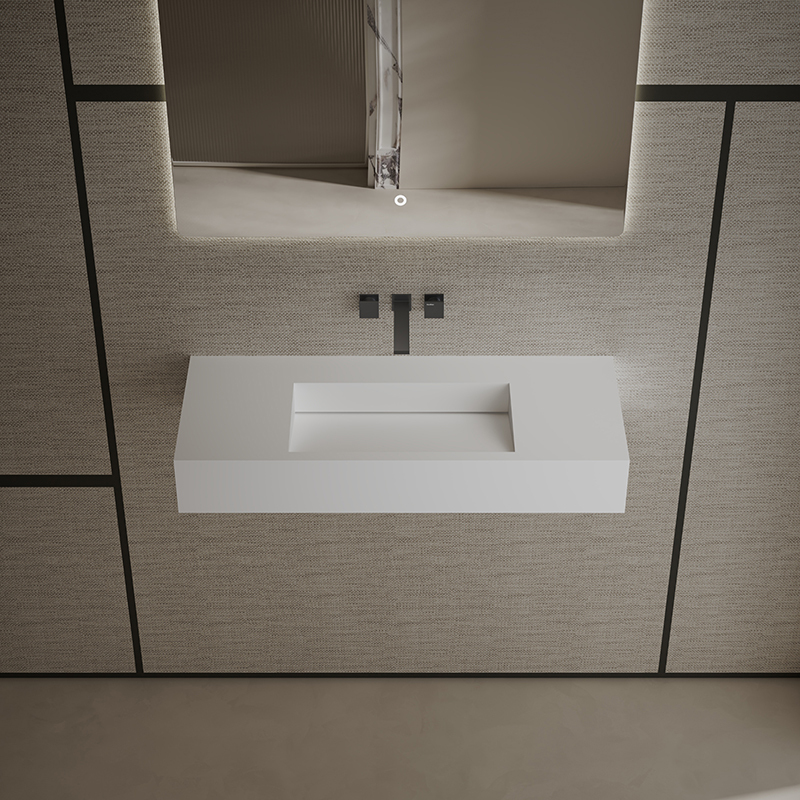 T&W 39.5-Inch Wall-Mount Artificial Stone Wash Basin TW-G275