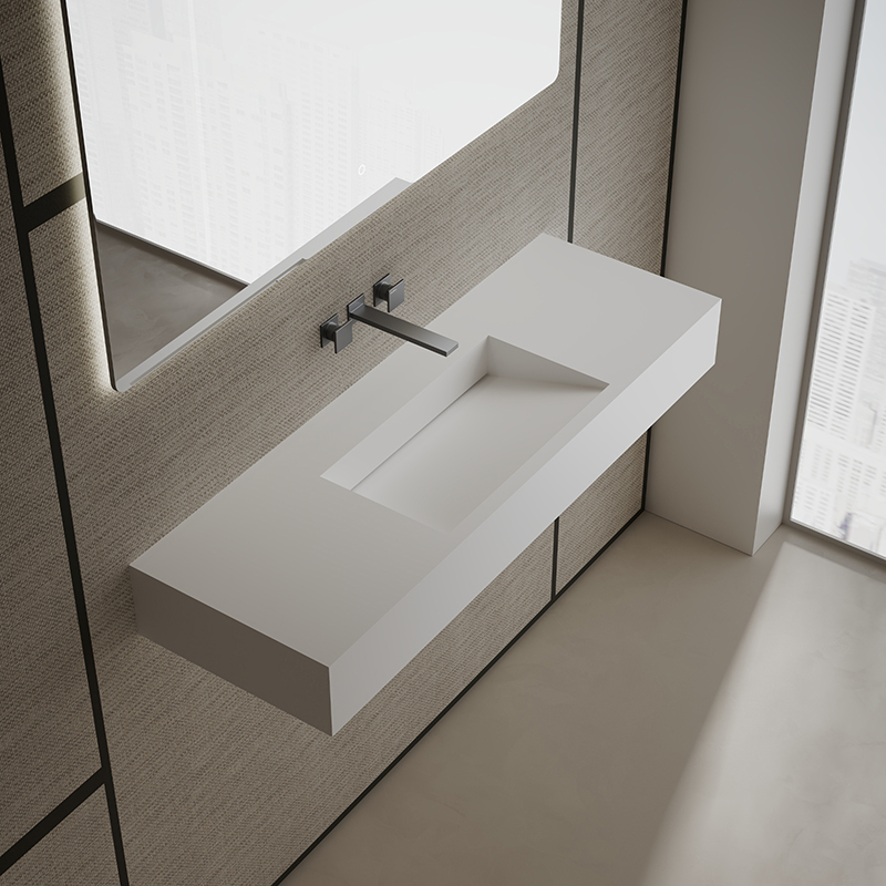 T&W 47.5-Inch Wall-Mount Artificial Stone Wash Basin TW-G276