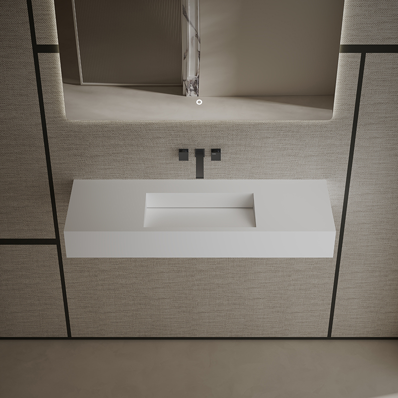 T&W 47.5-Inch Wall-Mount Artificial Stone Wash Basin TW-G276