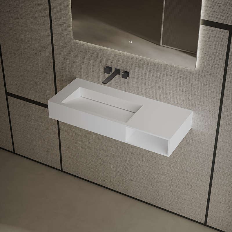 T&W 39.5-Inch Wall-Mount Artificial Stone Wash Basin TW-G282