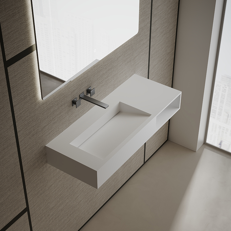 T&W 39.5-Inch Wall-Mount Artificial Stone Wash Basin TW-G282