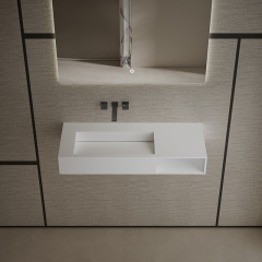 T&W 39.5-Inch Wall-Mount Artificial Stone Wash Basin TW-G282