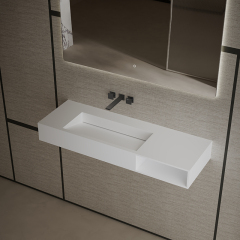T&W 47.5-Inch Wall-Mount Artificial Stone Wash Basin TW-G283