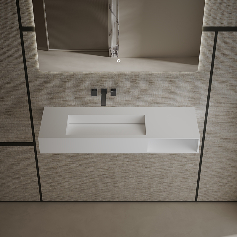 T&W 47.5-Inch Wall-Mount Artificial Stone Wash Basin TW-G283