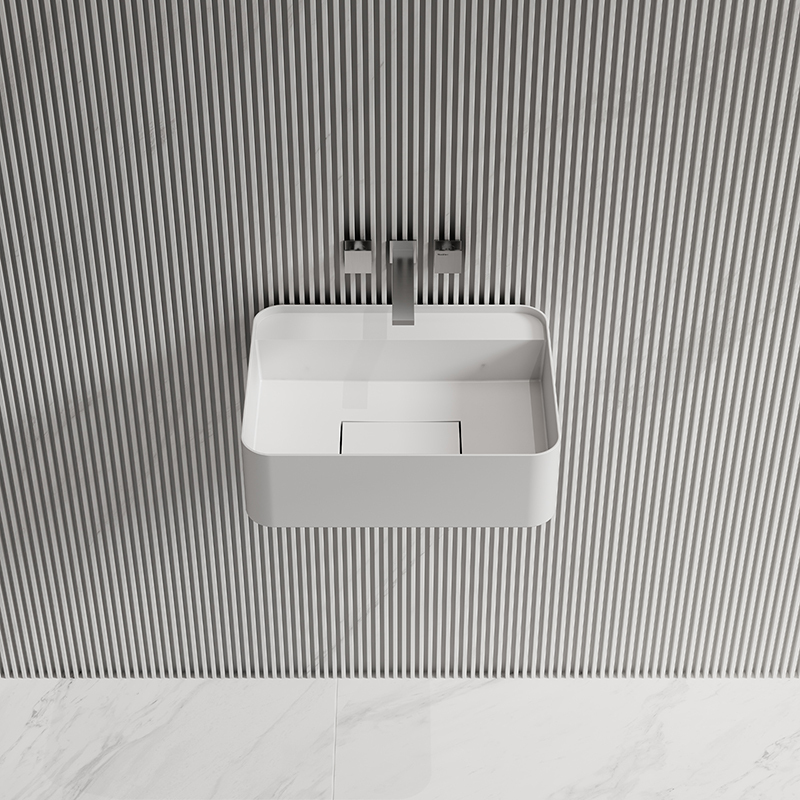 Wholesale Fashion Wall-Mount Hung Solid Surface Wash Basin Single Bathroom Sink TW-G821