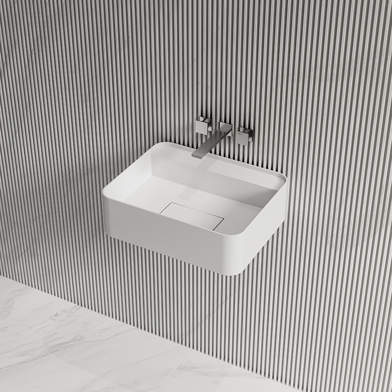 Wholesale Fashion Wall-Mount Hung Solid Surface Wash Basin Single Bathroom Sink TW-G821