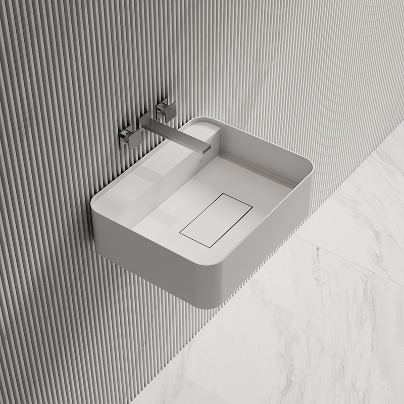 Wholesale Fashion Wall-Mount Hung Solid Surface Wash Basin Single Bathroom Sink TW-G821