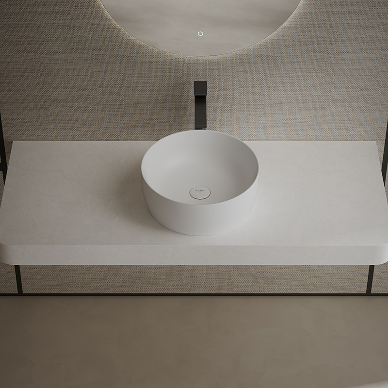 Wholesale High End Quality Round Above Counter Vessel Solid Surface Bathroom Sink TW-A105