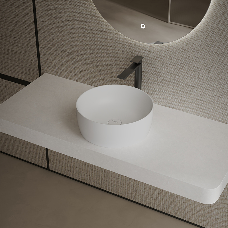 Wholesale High End Quality Round Above Counter Vessel Solid Surface Bathroom Sink TW-A105