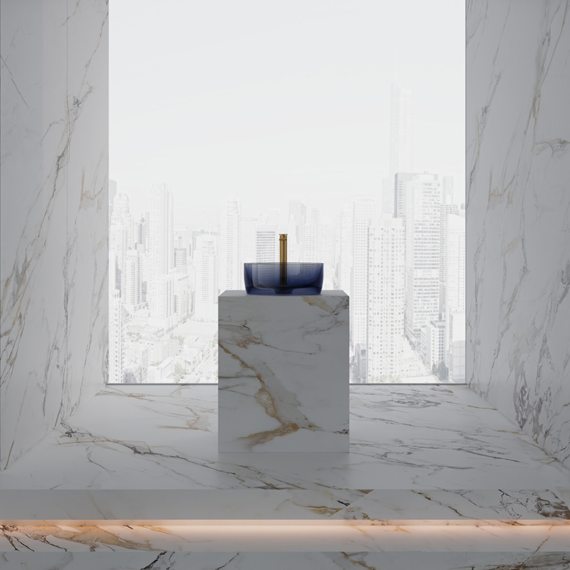 Wholesale High End Quality Above Counter Blue Clear Resin Bathroom Sink TW-A105T