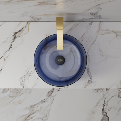Wholesale High End Quality Above Counter Blue Clear Resin Bathroom Sink TW-A105T