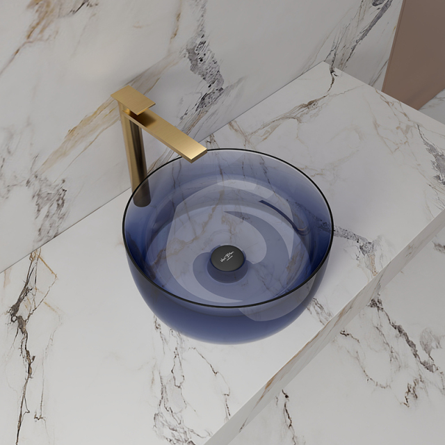 Wholesale High End Quality Above Counter Blue Clear Resin Bathroom Sink TW-A105T