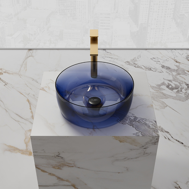 Wholesale High End Quality Above Counter Blue Clear Resin Bathroom Sink TW-A105T