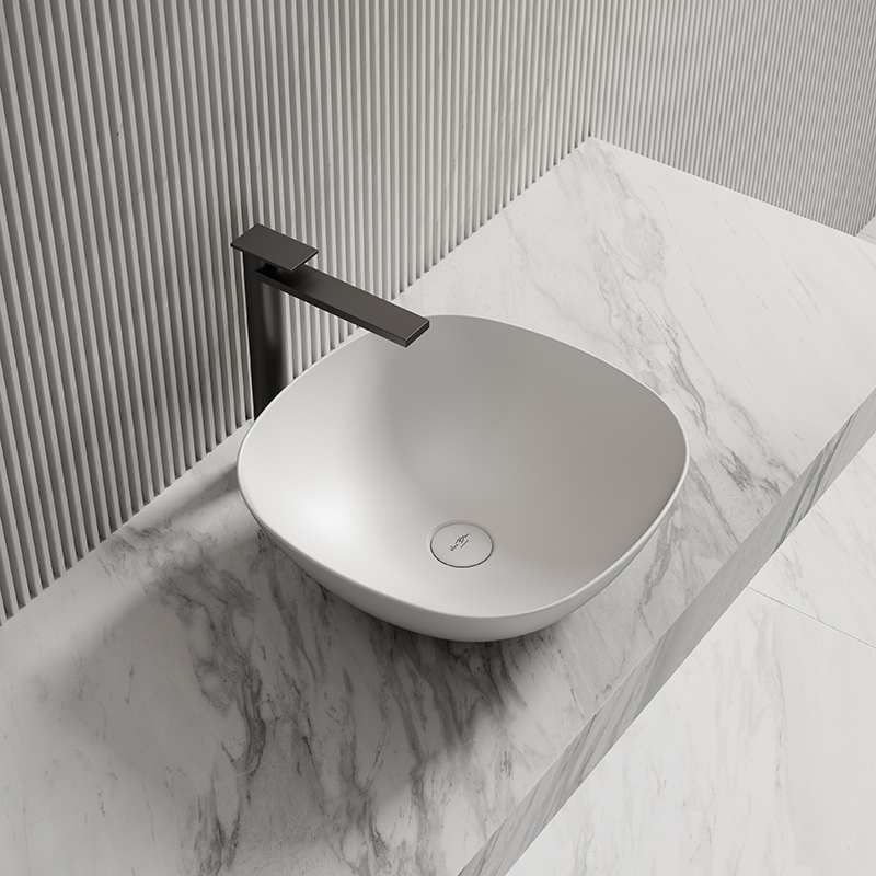 Wholesale Fashion Square Above Counter Top Solid Surface Wash Basin TW-A106