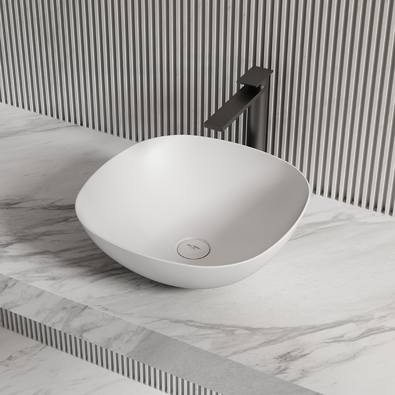 Wholesale Fashion Square Above Counter Top Solid Surface Wash Basin TW-A106