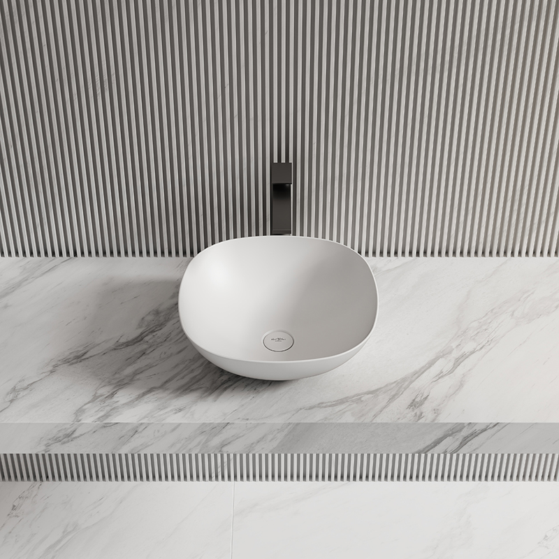 Wholesale Fashion Square Above Counter Top Solid Surface Wash Basin TW-A106