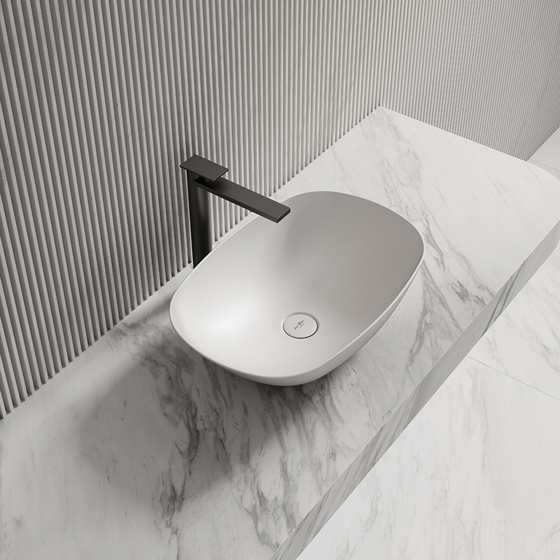 Hot Style Wholesale Oval Counter Top Vessel Artificial Stone Wash Basin TW-A107