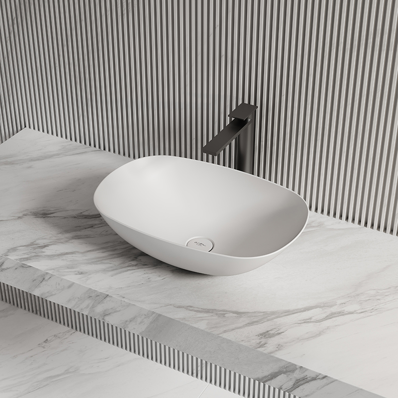 Hot Style Wholesale Oval Counter Top Vessel Artificial Stone Wash Basin TW-A107