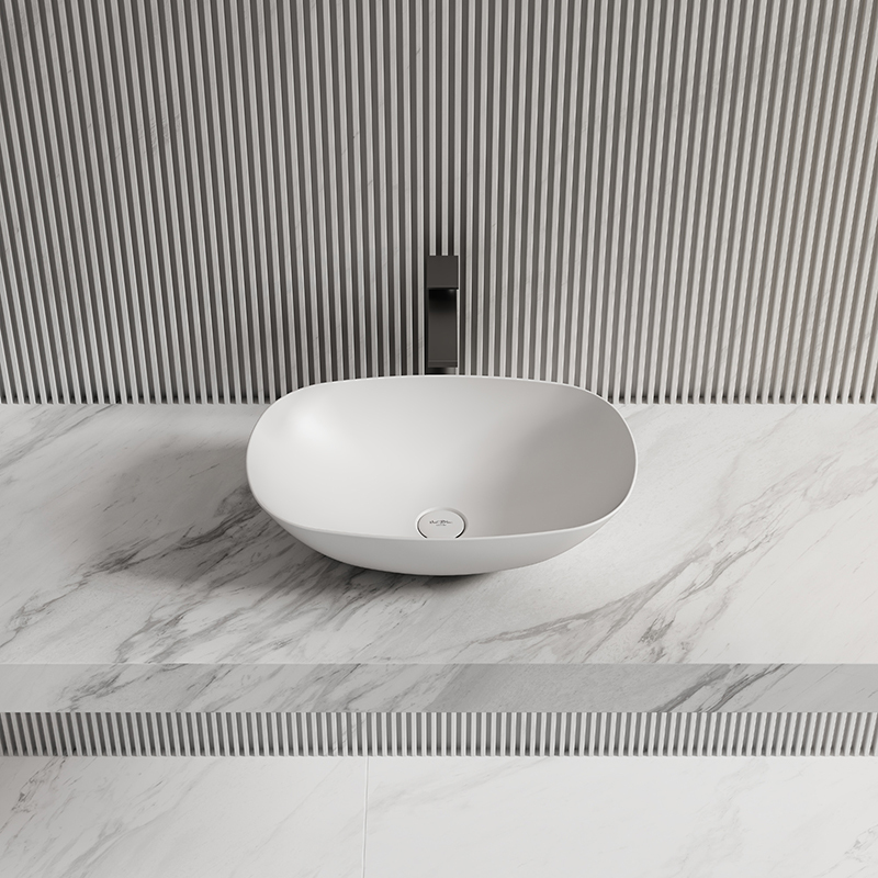 Hot Style Wholesale Oval Counter Top Vessel Artificial Stone Wash Basin TW-A107
