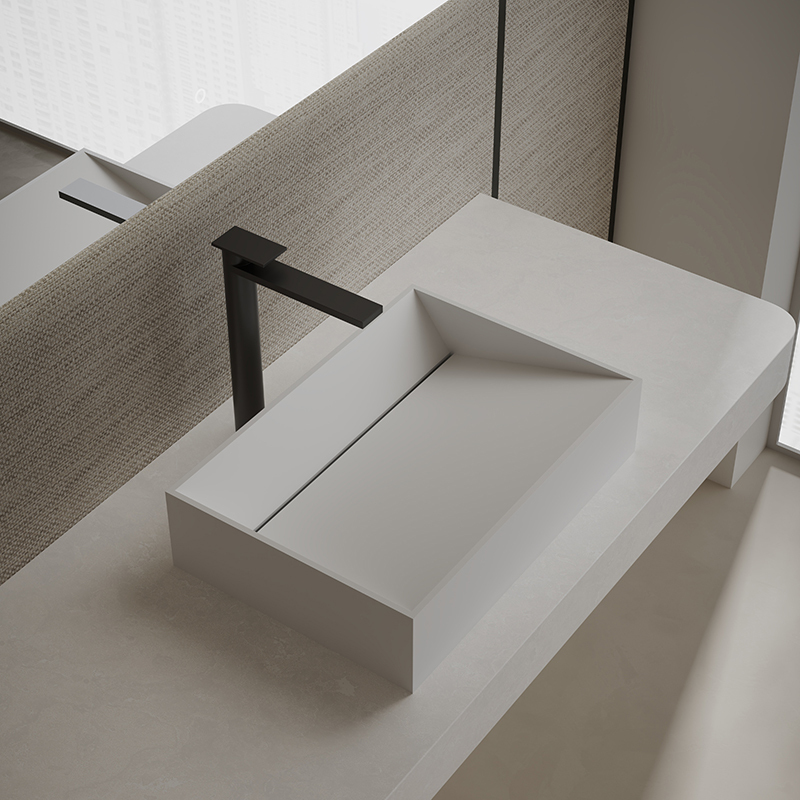 Factory Supply Quality Assurance Rectangle Above Counter Top Solid Surface Wash Hand Basin TW-A113