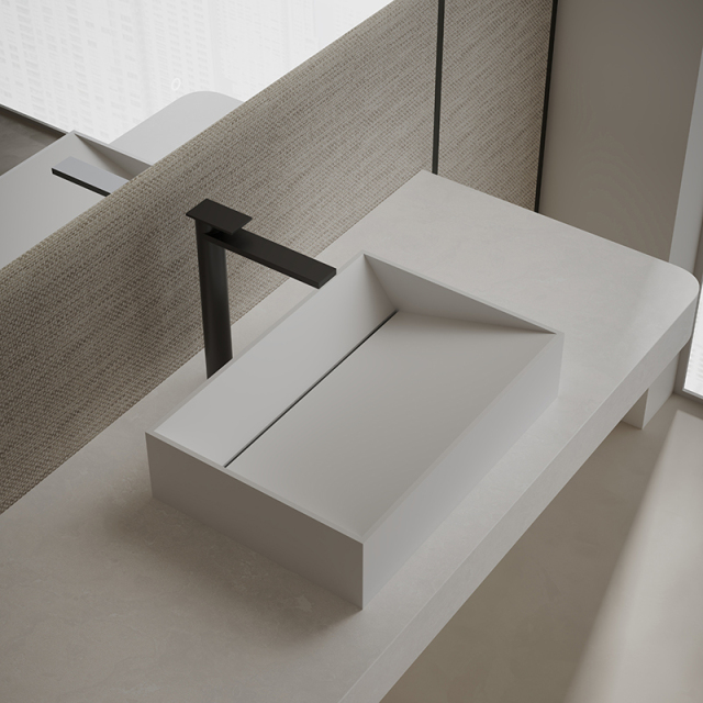 Factory Supply Quality Assurance Rectangle Above Counter Top Solid Surface Wash Hand Basin TW-A113