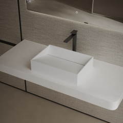 Factory Supply Quality Assurance Rectangle Above Counter Top Solid Surface Wash Hand Basin TW-A113