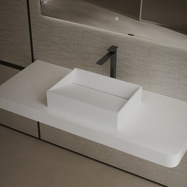 Factory Supply Quality Assurance Rectangle Above Counter Top Solid Surface Wash Hand Basin TW-A113