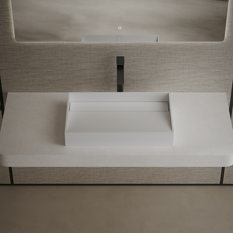 Popular Wholesale Designer Rectangle Above Counter Top Solid Surface Wash Hand Basin TW-A160