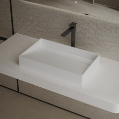 Popular Wholesale Designer Rectangle Above Counter Top Solid Surface Wash Hand Basin TW-A160