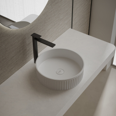 Factory Supply Quality Assurance Artificial Stone Round Above Counter Top Wash Basin TW-A8129