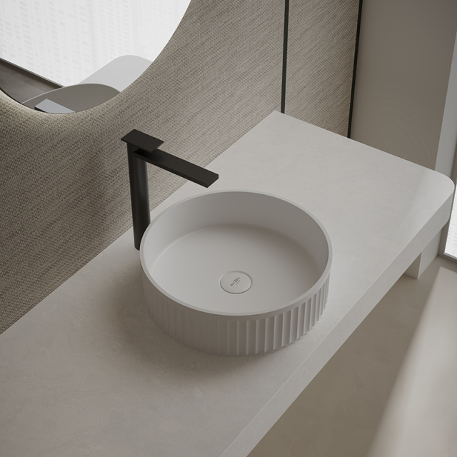 Factory Supply Quality Assurance Artificial Stone Round Above Counter Top Wash Basin TW-A8129
