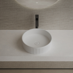 Factory Supply Quality Assurance Artificial Stone Round Above Counter Top Wash Basin TW-A8129