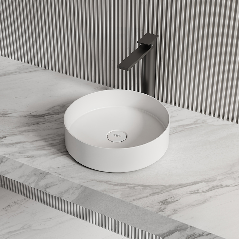 China Wholesale Factory Round Above Counter Top Artificial Stone Wash Basin XA-A10