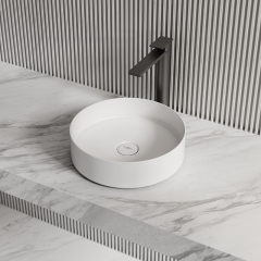 China Wholesale Factory Round Above Counter Top Artificial Stone Wash Basin XA-A10