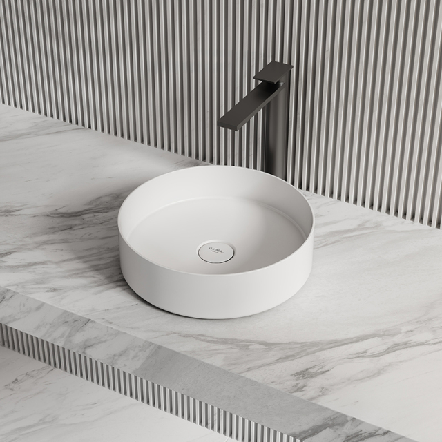 China Wholesale Factory Round Above Counter Top Artificial Stone Wash Basin XA-A10
