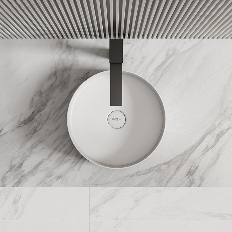China Wholesale Factory Round Above Counter Top Artificial Stone Wash Basin XA-A10