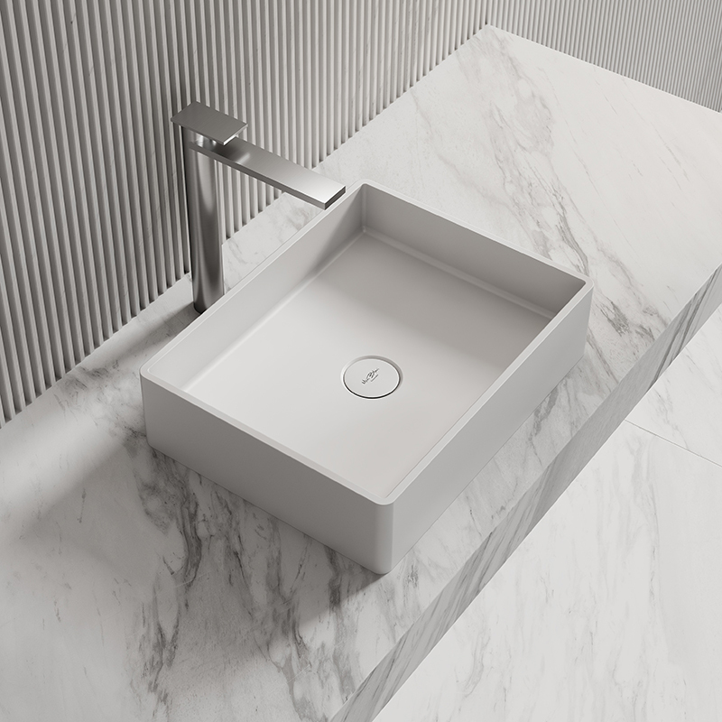 China Wholesale Factory Rectangle Above Counter Top Resin Stone Wash Basin XA-A28