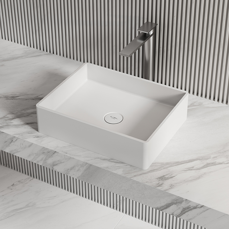 China Wholesale Factory Rectangle Above Counter Top Resin Stone Wash Basin XA-A28