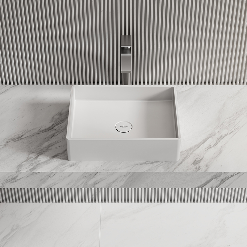 China Wholesale Factory Rectangle Above Counter Top Resin Stone Wash Basin XA-A28