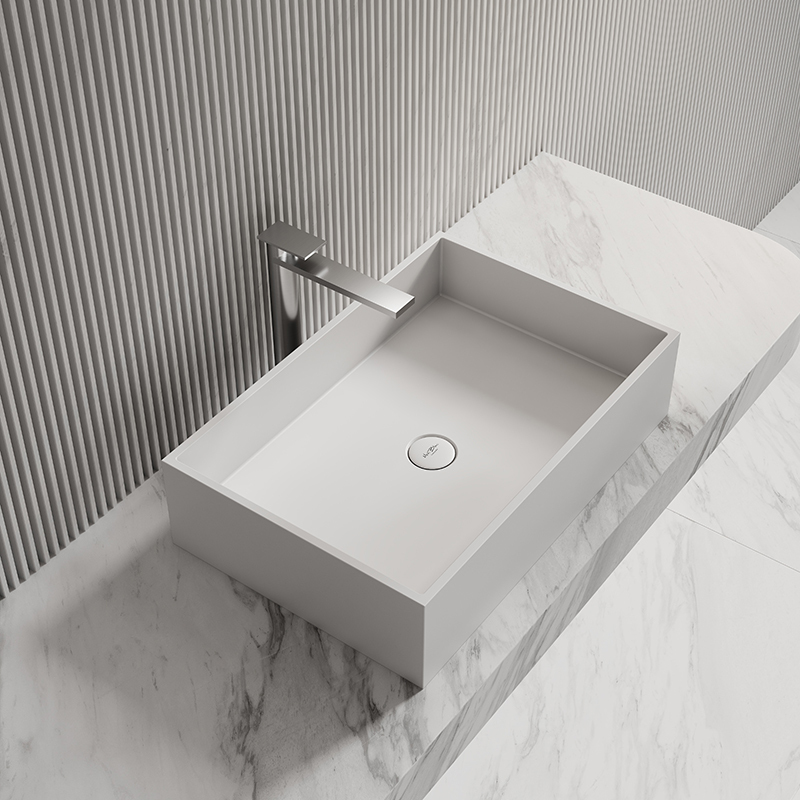 Exporter Rectangle Above Counter Top Resin Stone Wash Basin XA-A32A