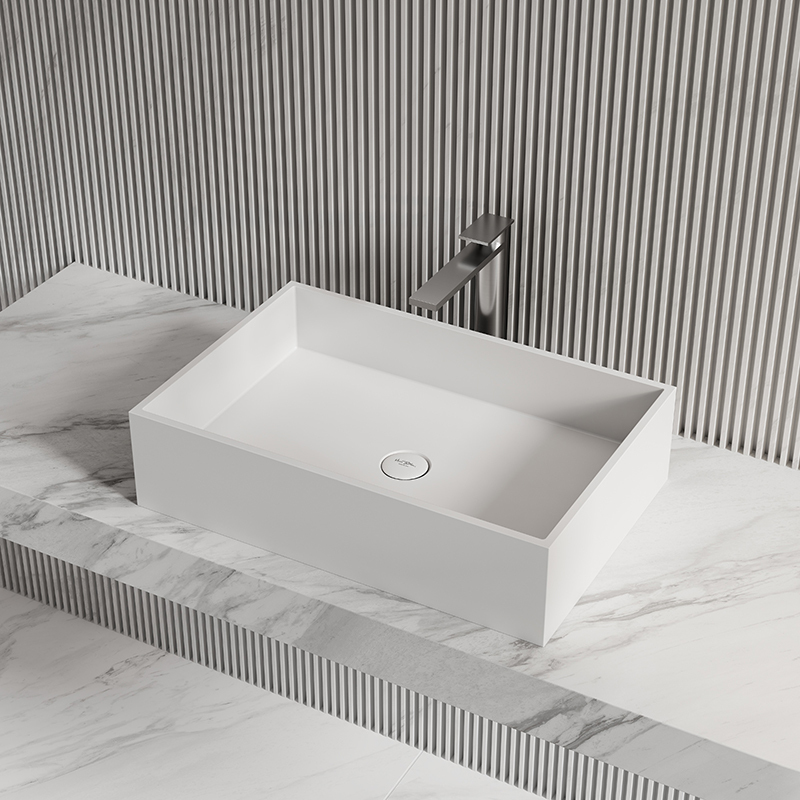 Exporter Rectangle Above Counter Top Resin Stone Wash Basin XA-A32A